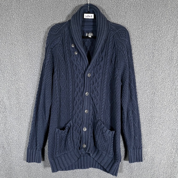 LL Bean Fisherman Cotton Shawl Collar Knit Sweater Cardigan - Men's L - Picture 1 of 7